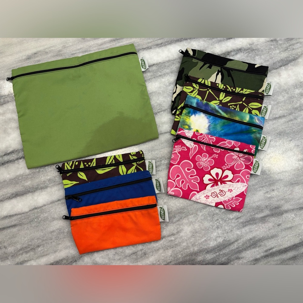 RePac Zippered Reusable Bags Colorful Zipper Pouch Set